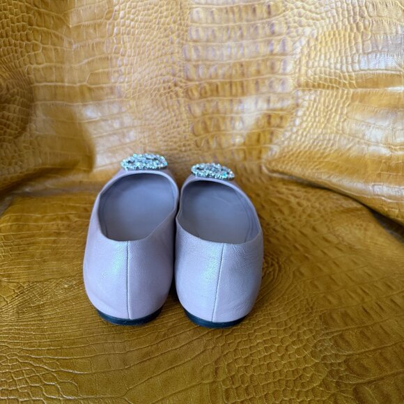 Gucci Ballet Flats Pink Square Toe GG Crystal Logo Size 36 1/2 - Picture 4 of 6